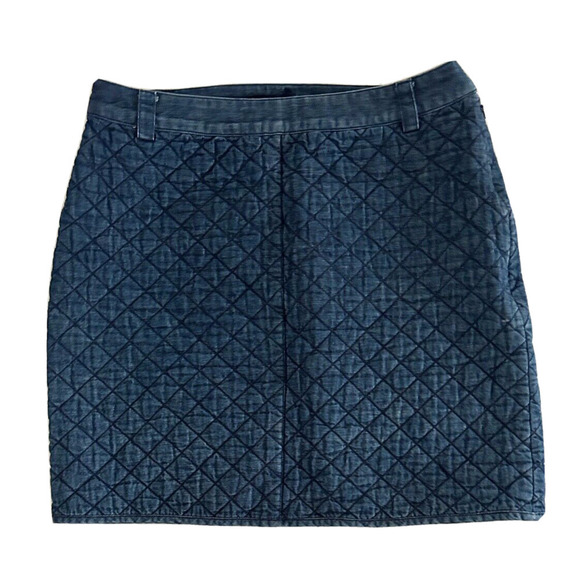 Brooks Brothers | Women's Blue Denim Quilted Mini Skirt Size 10 - Picture 4 of 11